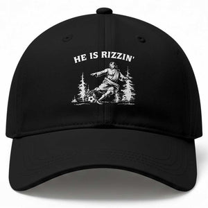 He Is Rizzin Baseball Cap Christian Soccer Funny Gift For Believers TS12 Print Your Wear