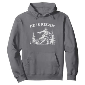 He Is Rizzin Hoodie Christian Soccer Funny Gift For Believers TS12 Charcoal Print Your Wear
