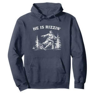 He Is Rizzin Hoodie Christian Soccer Funny Gift For Believers TS12 Navy Print Your Wear