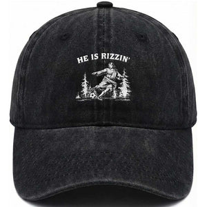 He Is Rizzin Washed Cotton Baseball Cap Christian Soccer Funny Gift For Believers TS12 Print Your Wear