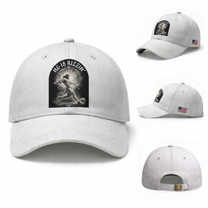 He Is Rizzin Baseball Cap Funny Christian Faith Soccer Player Gift TS12 Baseball Cap Universal Fit White Print Your Wear