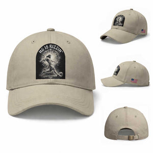 He Is Rizzin Baseball Cap Funny Christian Faith Soccer Player Gift TS12 Baseball Cap Universal Fit Beige Print Your Wear