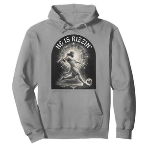 He Is Rizzin Hoodie Funny Christian Faith Soccer Player Gift TS12 Sport Gray Print Your Wear