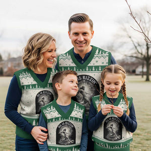 He Is Rizzin V-Neck Knit Sweater Vest Funny Christian Faith Soccer Player Gift TS12 Beige Green Print Your Wear