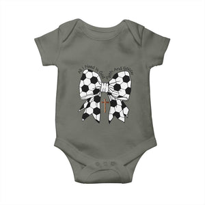 All I Need Is God Faith And Soccer Baby Onesie Christian Gift TS12 Military Green Print Your Wear