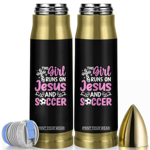 This Girl Runs On Jesus And Soccer Bullet Tumbler Christian Soccer Mom TS12 Black Print Your Wear