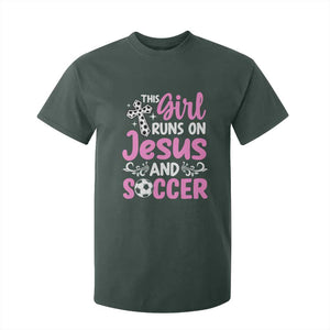 This Girl Runs On Jesus And Soccer T Shirt For Kid Christian Soccer Mom TS12 Dark Forest Green Print Your Wear