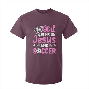 This Girl Runs On Jesus And Soccer T Shirt For Kid Christian Soccer Mom TS12 Maroon Print Your Wear