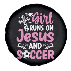 This Girl Runs On Jesus And Soccer Spare Tire Cover Christian Soccer Mom TS12 Print Your Wear