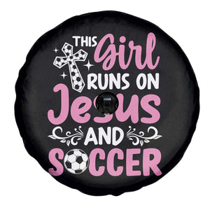 This Girl Runs On Jesus And Soccer Spare Tire Cover Christian Soccer Mom TS12 Print Your Wear