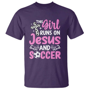 This Girl Runs On Jesus And Soccer T Shirt Christian Soccer Mom TS12 Purple Print Your Wear
