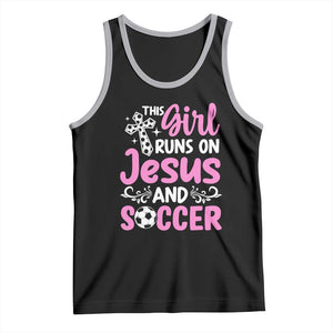 This Girl Runs On Jesus And Soccer Tank Top Christian Soccer Mom TS12 Black Athletic Heather Print Your Wear