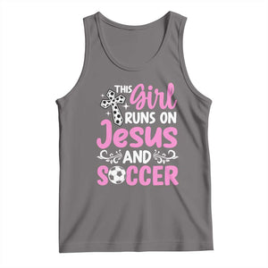 This Girl Runs On Jesus And Soccer Tank Top Christian Soccer Mom TS12 Deep Heather Print Your Wear