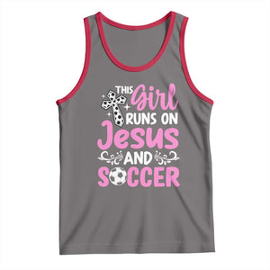 This Girl Runs On Jesus And Soccer Tank Top Christian Soccer Mom TS12 Deep Heather Red Print Your Wear