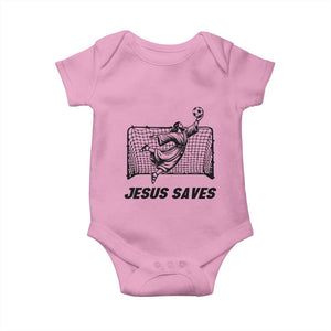 Jesus Saves Baby Onesie Funny Christian Soccer Goalie TS12 Light Pink Print Your Wear
