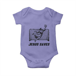 Jesus Saves Baby Onesie Funny Christian Soccer Goalie TS12 Violet Print Your Wear