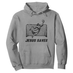 Jesus Saves Hoodie Funny Christian Soccer Goalie TS12 Sport Gray Print Your Wear