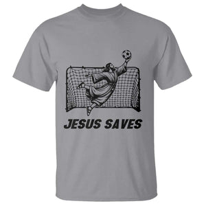 Jesus Saves T Shirt Funny Christian Soccer Goalie TS12 Sport Gray Print Your Wear