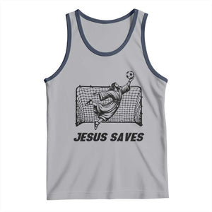 Jesus Saves Tank Top Funny Christian Soccer Goalie TS12 Athletic Heather Navy Print Your Wear