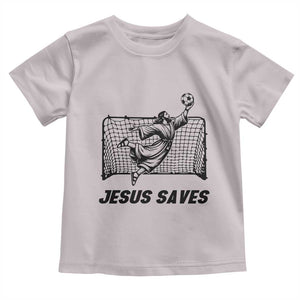 Jesus Saves Toddler T Shirt Funny Christian Soccer Goalie TS12 Ice Gray Print Your Wear