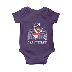 I Saw That Baby Onesie Funny Jesus Goalie Soccer Player TS12 Purple Print Your Wear
