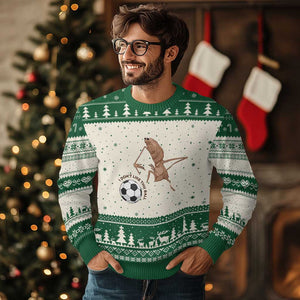 Funny Marcus The Worm Soccer Lover Ugly Christmas Sweater I Do Not Like This Ball TS12 Beige Green Print Your Wear