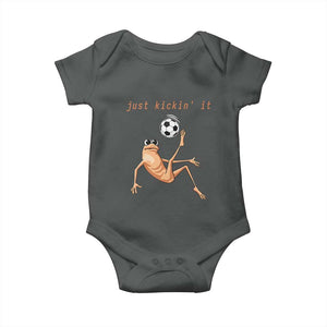 Funny Marcus The Worm Soccer Lover Baby Onesie Just Kickin It TS12 Dark Heather Print Your Wear