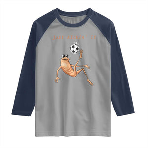 Funny Marcus The Worm Soccer Lover Raglan Shirt Just Kickin It TS12 Sport Gray Navy Print Your Wear