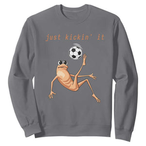 Funny Marcus The Worm Soccer Lover Sweatshirt Just Kickin It TS12 Charcoal Print Your Wear