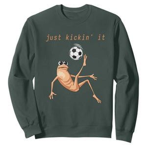 Funny Marcus The Worm Soccer Lover Sweatshirt Just Kickin It TS12 Dark Forest Green Print Your Wear