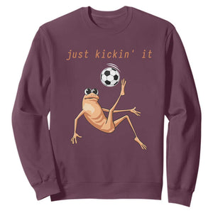 Funny Marcus The Worm Soccer Lover Sweatshirt Just Kickin It TS12 Maroon Print Your Wear