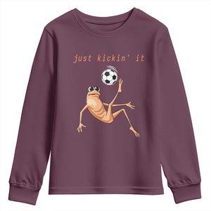 Funny Marcus The Worm Soccer Lover Youth Sweatshirt Just Kickin It TS12 Maroon Print Your Wear