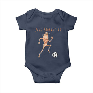 Just Kickin It Baby Onesie Funny Marcus The Worm Soccer Meme TS12 Navy Print Your Wear