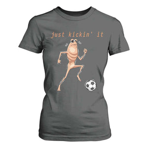 Just Kickin It T Shirt For Women Funny Marcus The Worm Soccer Meme TS12 Dark Heather Print Your Wear