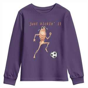 Just Kickin It Youth Sweatshirt Funny Marcus The Worm Soccer Meme TS12 Purple Print Your Wear