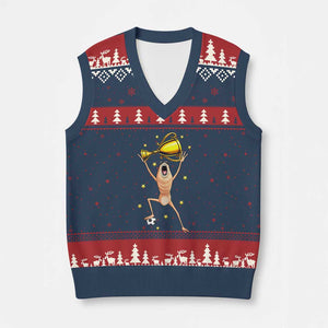 Funny Marcus The Worm Soccer Champion V-Neck Knit Sweater Vest Soccer Lover TS12 Navy Red Print Your Wear
