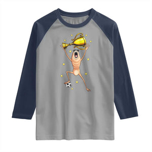 Funny Marcus The Worm Soccer Champion Raglan Shirt Soccer Lover TS12 Sport Gray Navy Print Your Wear