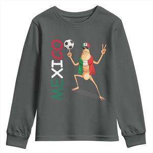 Viva Mexico Marcus The Worm Soccer Youth Sweatshirt Mexican Pride Football Fan TS12 Dark Heather Print Your Wear