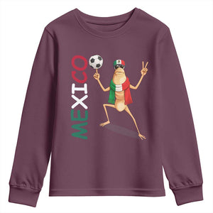 Viva Mexico Marcus The Worm Soccer Youth Sweatshirt Mexican Pride Football Fan TS12 Maroon Print Your Wear