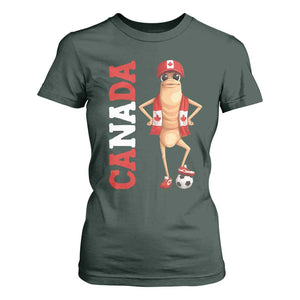 Canada Soccer Fan Marcus The Worm T Shirt For Women Country Football Gift TS12 Dark Forest Green Print Your Wear
