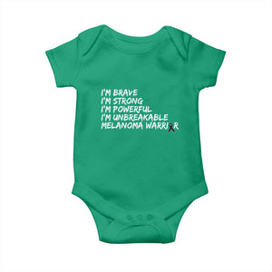 I Am Brave Strong Powerful Unbreakable Baby Onesie Melanoma Warrior Support TS12 Irish Green Print Your Wear