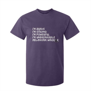 I Am Brave Strong Powerful Unbreakable T Shirt For Kid Melanoma Warrior Support TS12 Purple Print Your Wear
