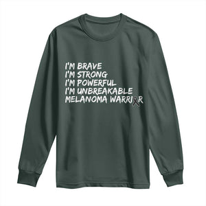 I Am Brave Strong Powerful Unbreakable Long Sleeve Shirt Melanoma Warrior Support TS12 Dark Forest Green Print Your Wear