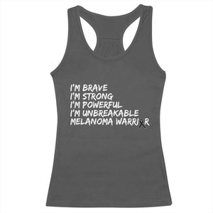 I Am Brave Strong Powerful Unbreakable Racerback Tank Top Melanoma Warrior Support TS12 Dark Heather Print Your Wear