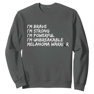 I Am Brave Strong Powerful Unbreakable Sweatshirt Melanoma Warrior Support TS12 Dark Heather Print Your Wear