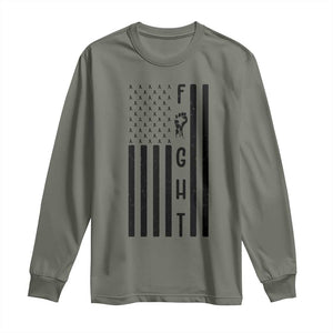 Fight Skin Cancer Melanoma Fighter USA Flag Long Sleeve Shirt TS12 Military Green Print Your Wear