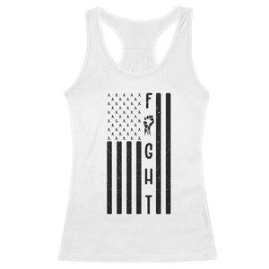 Fight Skin Cancer Melanoma Fighter USA Flag Racerback Tank Top TS12 White Print Your Wear