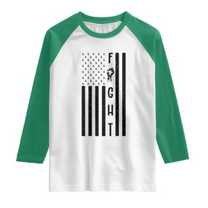 Fight Skin Cancer Melanoma Fighter USA Flag Raglan Shirt TS12 White Kelly Green Print Your Wear