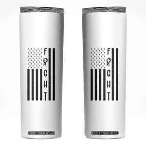Fight Skin Cancer Melanoma Fighter USA Flag Skinny Tumbler TS12 White Print Your Wear