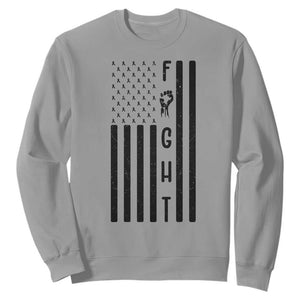 Fight Skin Cancer Melanoma Fighter USA Flag Sweatshirt TS12 Sport Gray Print Your Wear